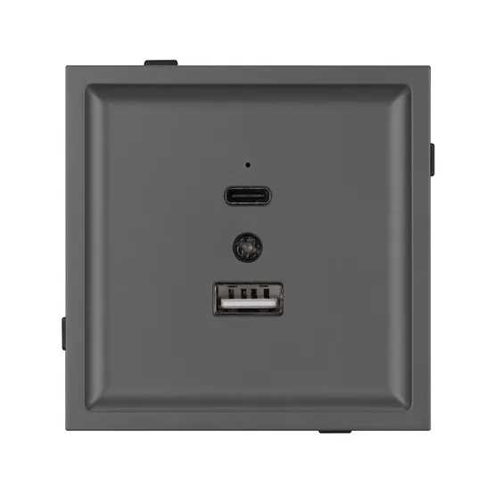Фото #3 товара Механизм USB розетки SCT-TENDO-MUAC-SFPL-GR (5V, 3A, QC3) (Arlight, Матовый графитовый)
