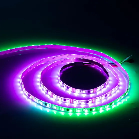 Фото #4 товара Светодиодная лента SPI-5000SE-5060-60 12V Cx3 RGB-Auto (10mm, 13.2W/m, IP65) (Arlight, Закрытый, IP65)