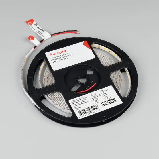 Фото #3 товара Светодиодная лента герметичная RTW-SE-A140-8mm 24V Warm3000 (5 W/m, IP65, 5m) (Arlight, -)