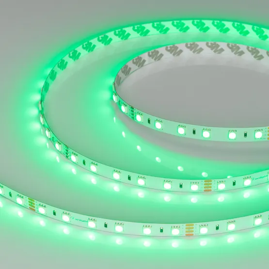 Фото #7 товара Светодиодная лента RT-B60-10mm 24V RGB (14.4 W/m, IP20, 5060, 5m) (Arlight, Открытый)