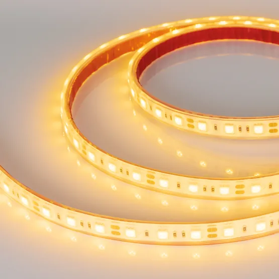 Фото #2 товара Светодиодная лента RTW 2-5000PGS 12V Yellow 2x (5060, 300 LED, LUX) (Arlight, 14.4 Вт/м, IP67)