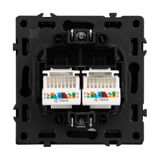 Фото #2 товара Механизм сдвоенной компьютерной розетки SCT-NOBE-MPC2-SFPL-GR (RJ-45, CAT6) (Arlight, Серый базальт)