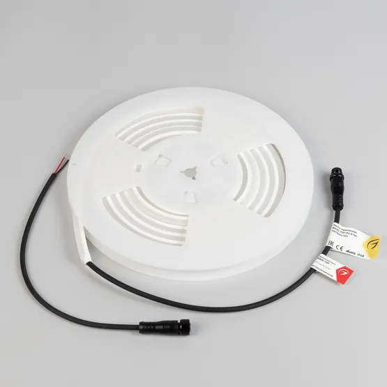 Фото #2 товара Светодиодная лента герметичная WAVE-TOP-PU-A144-10x10mm 24V Warm3500 (5 W/m, IP68, 3m, wire x1) (Arlight, Вывод боковой, 3 года)