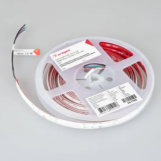 Фото #3 товара Светодиодная лента COB-X768-12mm 24V RGBW-Warm (15 W/m, IP20, CSP, 5m) (Arlight, 5 лет)