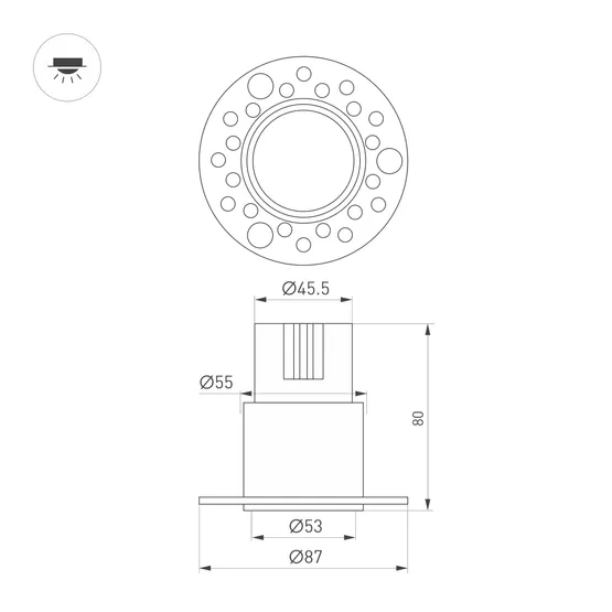 Фото #6 товара Светильник MS-INVISIO-TRIMLESS-R55-15W Warm3000 (WH-WH, 36 deg, 230V) (Arlight, IP54 Металл, 5 лет)