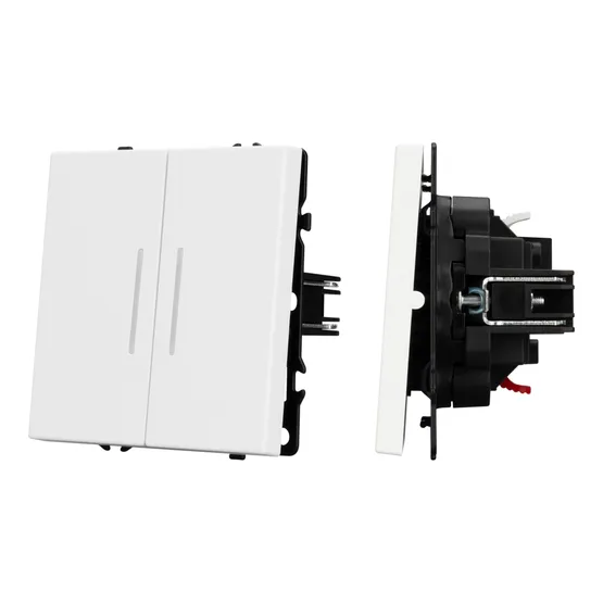 Фото #1 товара ARL NOBE Выключатель 2 кл подсветка софт-тач белый кварц SWT-MK02-SFPL-L-WH (250V, 10A) (Arlight, -)