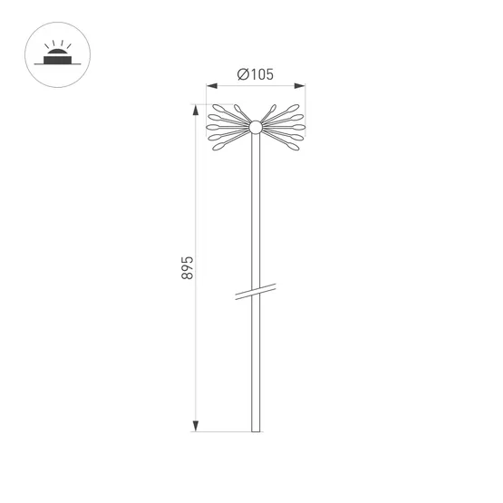Фото #4 товара Светильник KT-DANDEL-BOLL-H895-0.5W Warm3000 (WH, 24 deg, 24V) (Arlight, IP65 Металл, 3 года)