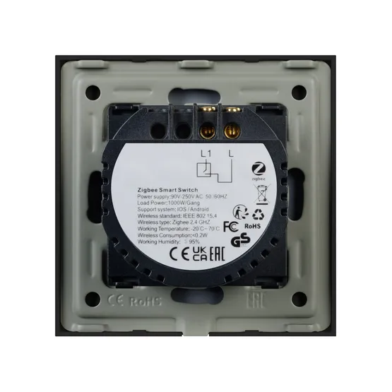 Фото #3 товара Выключатель сенсорный SWT-OMALI-S01-ZB-BK (250V, 10A, Zigbee) (Arlight, Стекло)