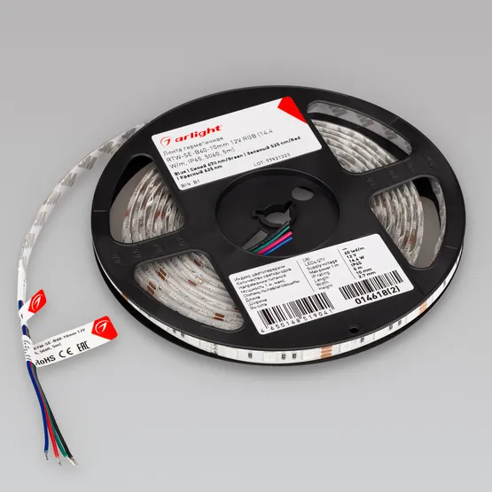 Фото #4 товара Светодиодная лента герметичная RTW-SE-B60-10mm 12V RGB (14.4 W/m, IP65, 5060, 5m) (Arlight, -)