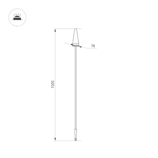 Фото #4 товара Светильник LGD-CONO-BOLL-H1500-7W Warm3000 (DG, 36 deg, 230V) (Arlight, IP65 Металл, 3 года)