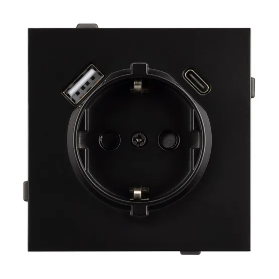 Фото #2 товара Механизм розетки с USB зарядкой SCT-TENDO-MUAC-PL-BK (230V, 16A) (Arlight, Черный)