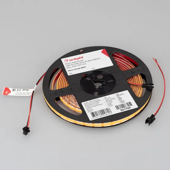 Фото #2 товара Светодиодная лента герметичная COB-SE-X360-8mm 5V Warm3000 (5 W/m, IP65, 5m) (Arlight, -)