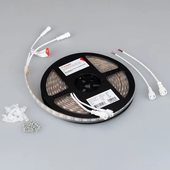 Фото #2 товара Светодиодная лента герметичная SPI-P-B60-12mm 12V RGB-PX1-BPT (8 W/m, IP66, 5060, 5m) (Arlight, бегущий огонь)