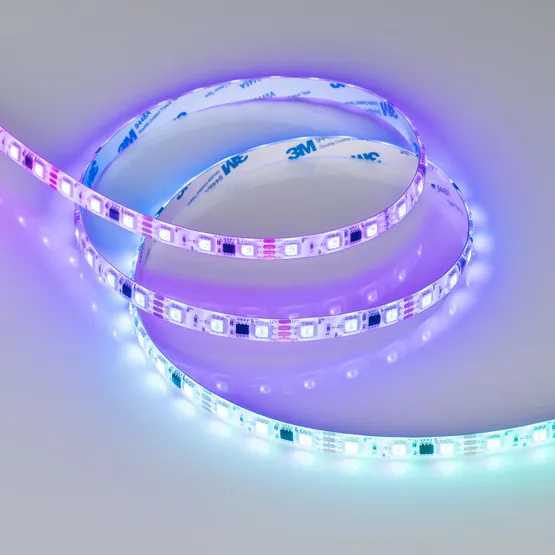 Фото #2 товара Светодиодная лента герметичная SPI-SE-B60-10mm 12V RGB-PX3-BPT (12 W/m, IP65, 5060, 5m) (Arlight, бегущий огонь)