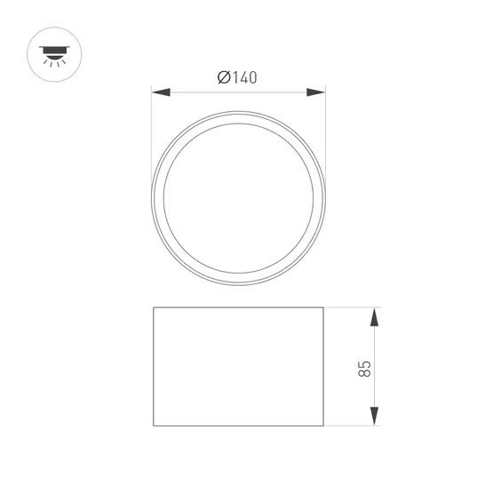 Фото #7 товара Светильник SP-BISCOTTO-R140-15W Warm3300-MIX (WH-GD, 80 deg, 230V) (Arlight, IP54 Металл, 5 лет)