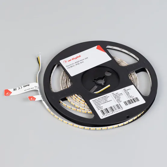 Фото #4 товара Светодиодная лента UL-A240-5mm 24V White-MIX (10 W/m, IP20, 5m) (Arlight, Изменяемая ЦТ)