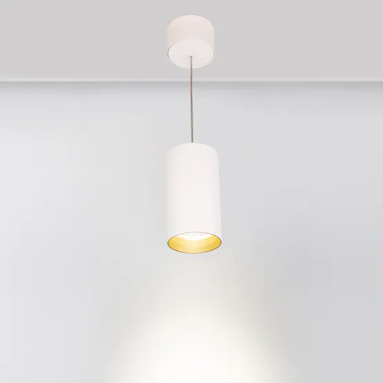 Фото #2 товара Светильник подвесной SP-POLO-R85-2-15W Day White 40deg (White, Gold Ring) (Arlight, IP20 Металл, 3 года)