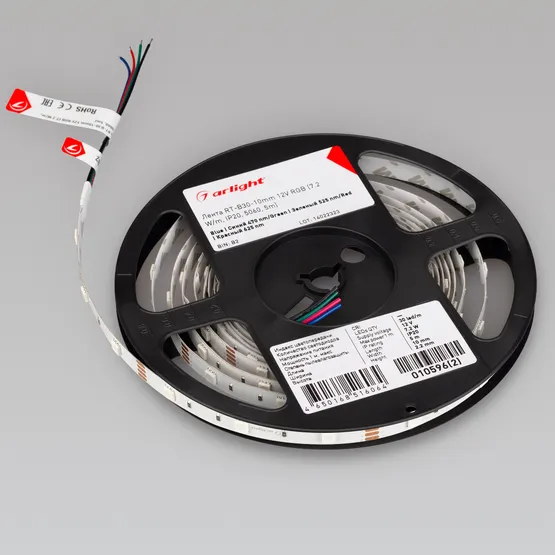 Фото #7 товара Светодиодная лента RT-B30-10mm 12V RGB (7.2 W/m, IP20, 5060, 5m) (Arlight, Открытый)