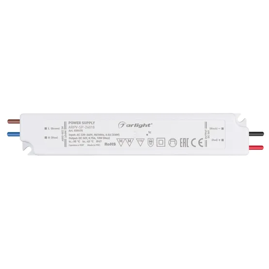 Фото #2 товара Блок питания ARPV-SP-24018 (24V, 0.75A, 18W) (Arlight, IP67 Пластик, 5 лет)