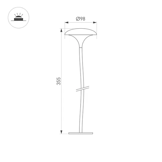 Фото #5 товара Светильник KT-MUCENA-BOLL-B-H350-1W Warm3000 (WH, 100 deg, 24V) (Arlight, IP65 Металл, 3 года)
