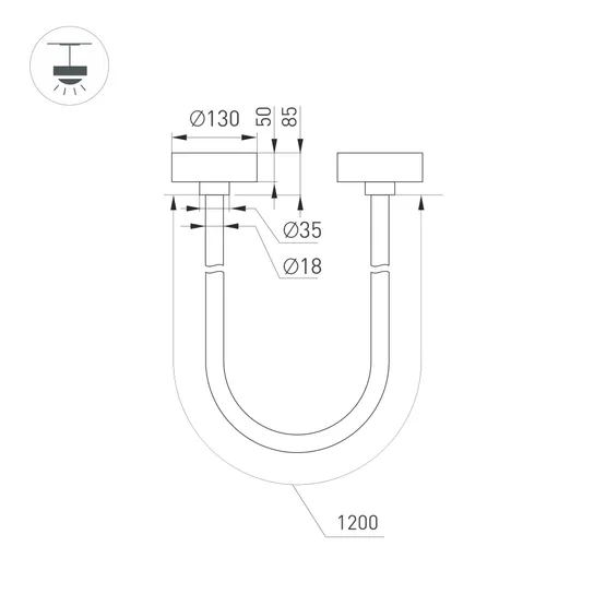 Фото #5 товара Светильник SP-TROPIC-SURFACE-R18-L1200-18W Warm3000 (GD, 360 deg, 230V) (Arlight, IP20 Пластик, 3 года)