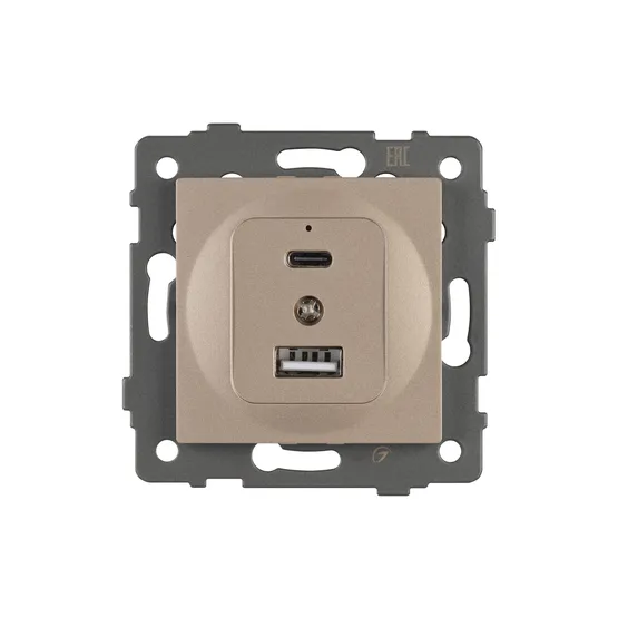 Фото #2 товара Механизм USB розетки SCT-MUAC-PL-GD-V (5V, 3A, QC4) (Arlight, -)